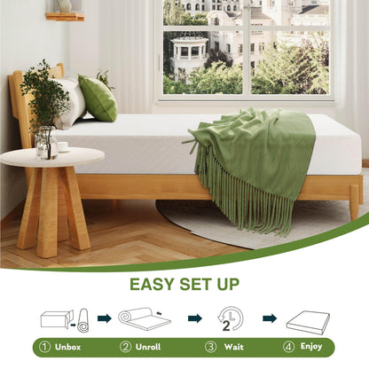EGOHOME Full Size Memory Foam Mattress, 8 Inch Bed Mattress in A Box with Cooling Green Tea Gel, Pressure Relief with Medium Firm Support, CertiPUR-US Certified, 75''L x 54''W, ‎37.3 pounds White