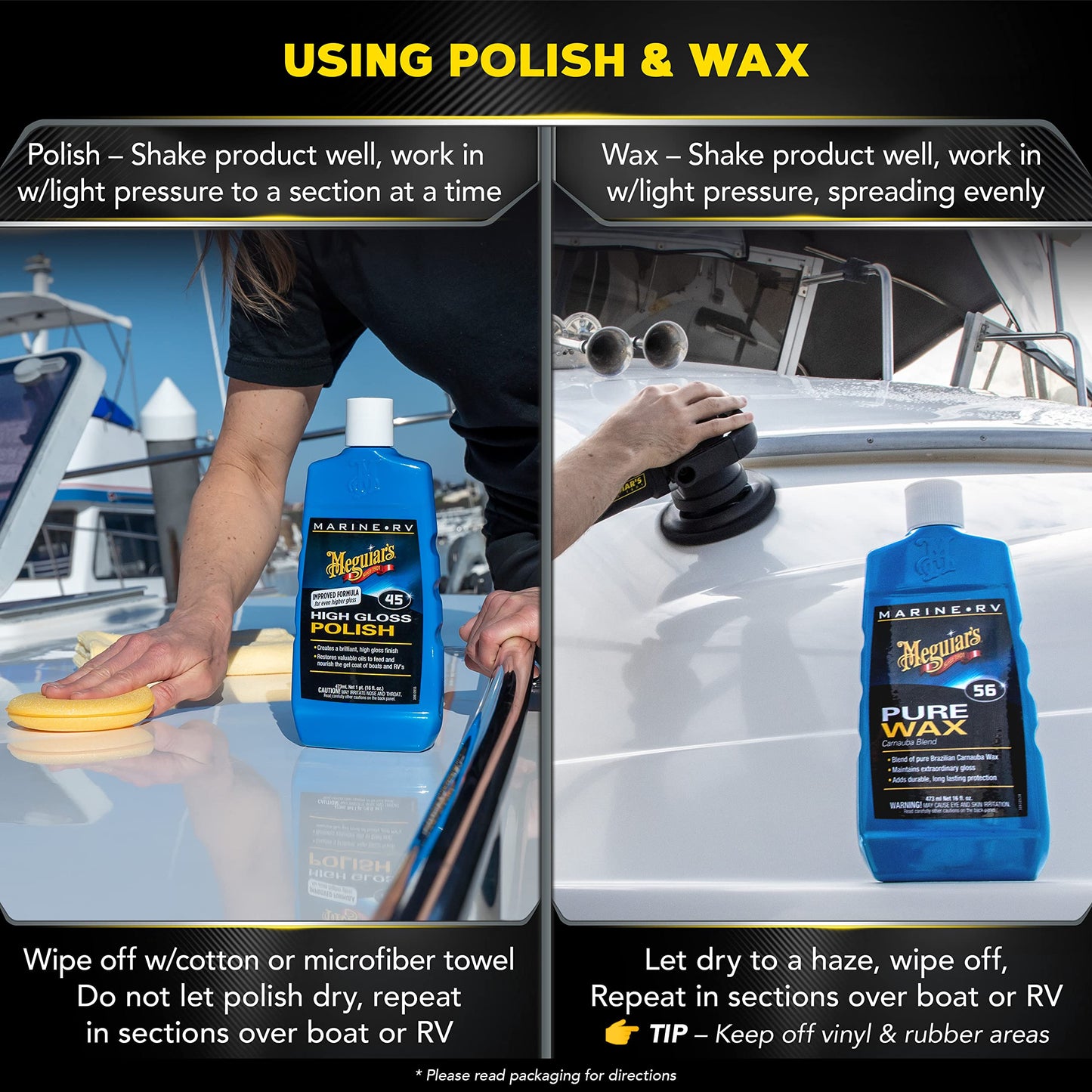 Meguiar's M4965 Marine/RV Fiberglass Restoration System - RV and Boat Gel Coat Restoration for Professional Results - Enhance Your Boat's Appearance and Increase Your Boat's Value