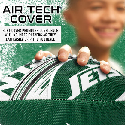 Franklin Sports NFL New York Jets Football - Youth Mini Football - 8.5" Junior Size Ball - SPACELACE Easy Grip Texture- Perfect for Kids