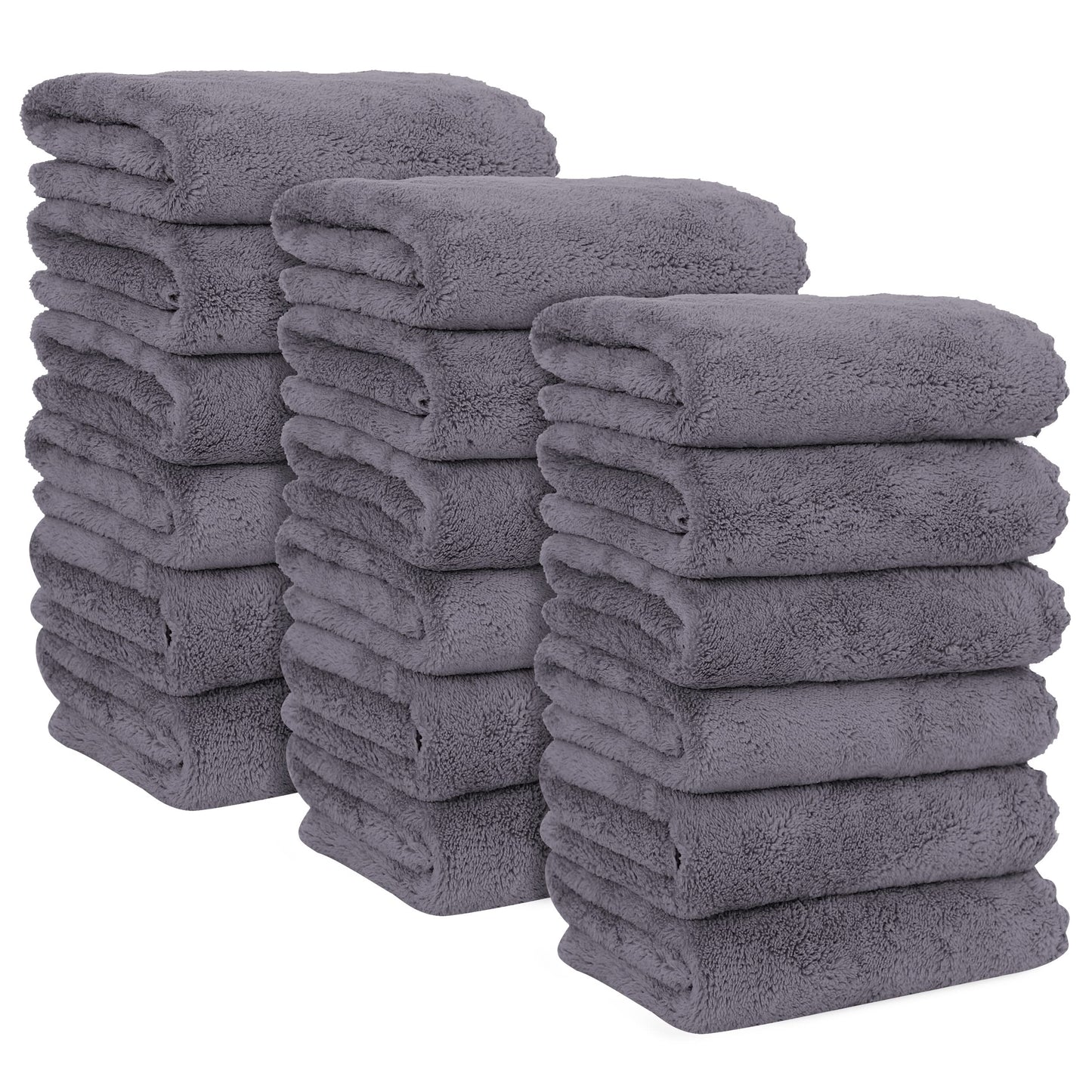 MOONQUEEN 18 Pack Premium Hand Towels - Quick Drying - Microfiber Coral Velvet Highly Absorbent Towels - Multipurpose Use as Hotel, Bathroom, Shower, Spa, Hand Towel 16 x 28 inches (Gray)