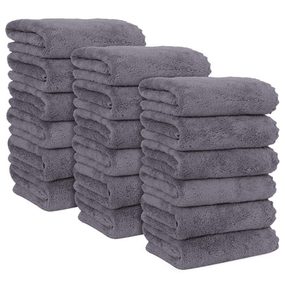 MOONQUEEN 18 Pack Premium Hand Towels - Quick Drying - Microfiber Coral Velvet Highly Absorbent Towels - Multipurpose Use as Hotel, Bathroom, Shower, Spa, Hand Towel 16 x 28 inches (Gray)
