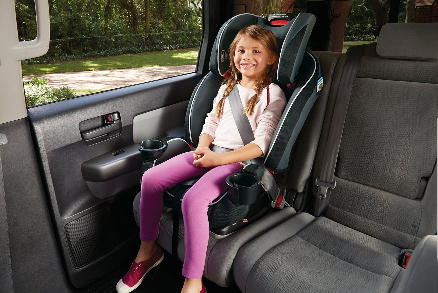 Graco SlimFit 3-in-1 Convertible Car Seat, Ultra-Space-Saving Design, Darcie, Suitable for Rear and Forward-Facing, Highback Booster Seat with 10-Position Headrest