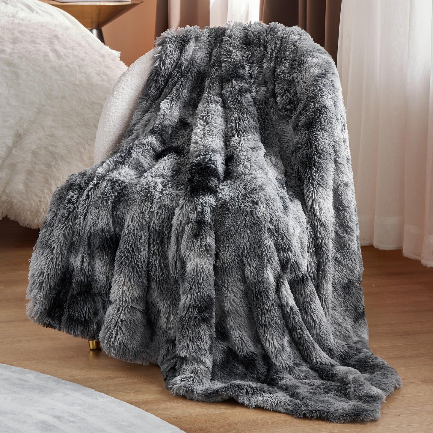 Bedsure GentleSoft Fluffy Fuzzy Faux Fur Throw Blanket for Couch, Soft Sherpa Fleece Cozy Gifts for Women, Plush Bed Blanket Christmas Room Decor for Men, Thick Warm Minky Teen Gifts Winter Bedding