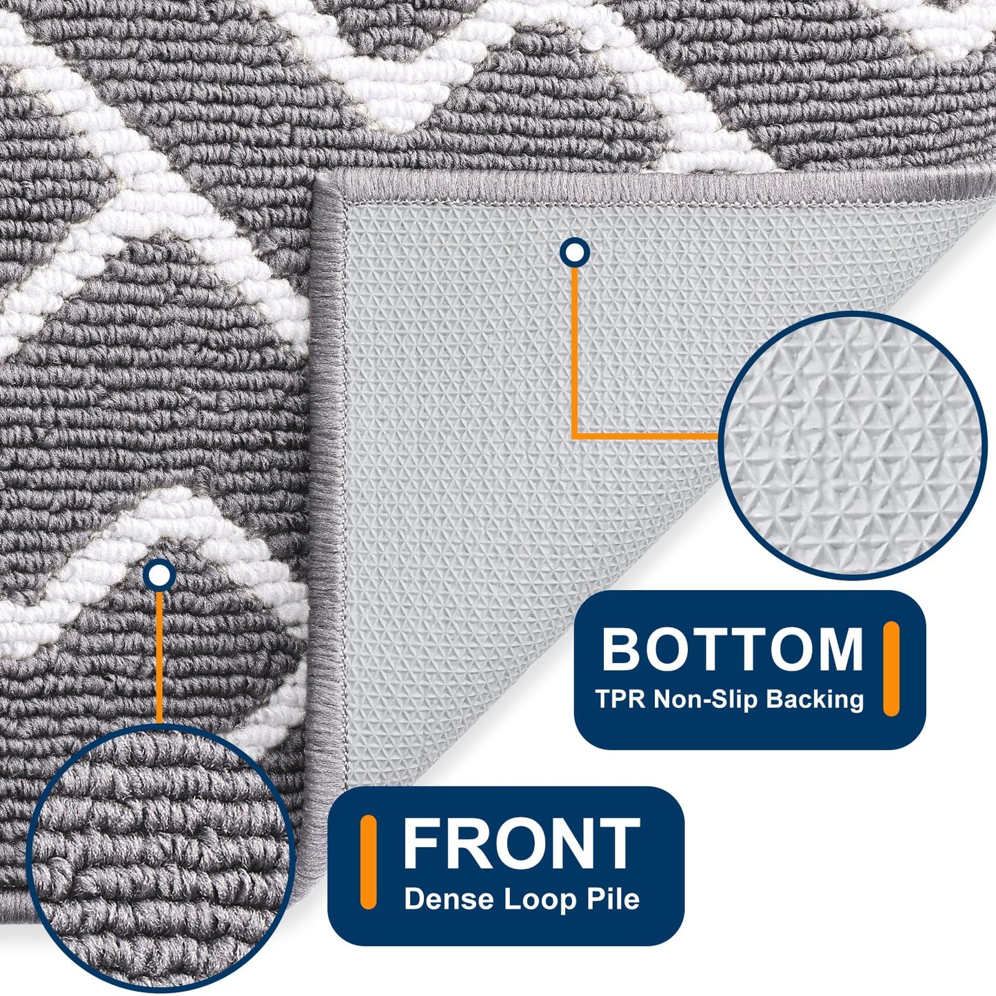 OLANLY Front Door Mat, Non-Slip Rubber Backing, Dirt Resistant and Absorbent, Washable, Easy to Clean Low-Profile Indoor Doormat for Back Door, Entryway, Inside Entrance, 32x20, Grey