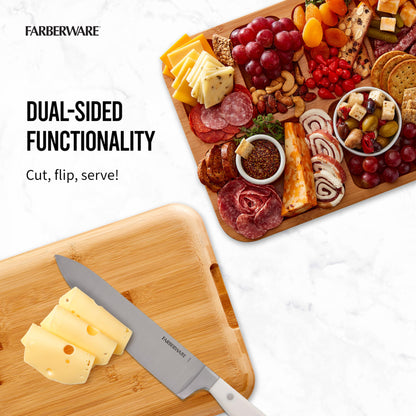 FARBERWARE Build-a-Board Cutting Board with Compartments and Clear Locking Lid for Charcuterie, Snacks, Bamboo