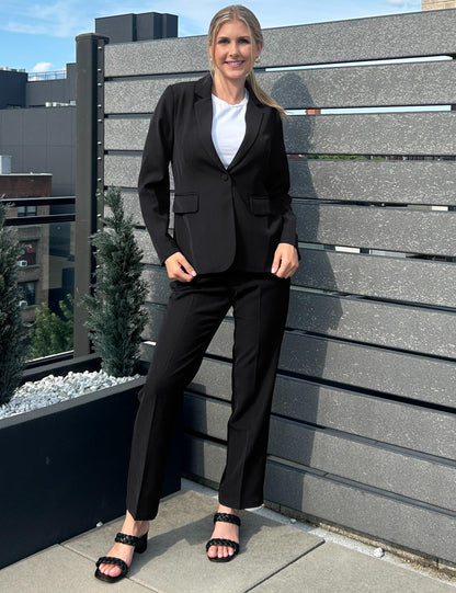 luvamia Women's Two Piece Sets Pants Suits Dressy Business Casual Outfits Professional Blazer Pantsuits Set Work Office Black X-Large Fits US 16-18