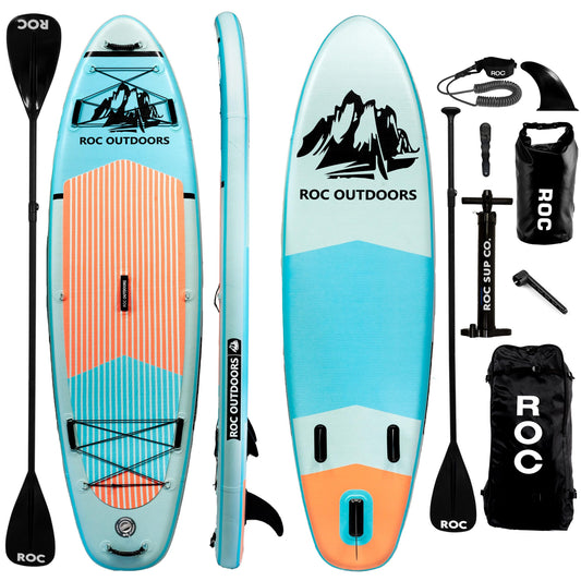 Roc Inflatable Stand Up Paddle Boards 10 ft 6 in with Premium SUP Paddle Board Accessories, Wide Stable Design, Non-Slip Comfort Deck for Youth & Adults (Cloud)