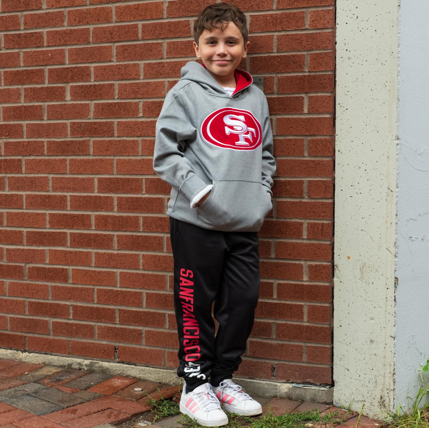 Ultra Game NFL Boys Extra Soft Fleece Pullover Hoodie Sweatshirt, New York Giants, Heather Gray, 8