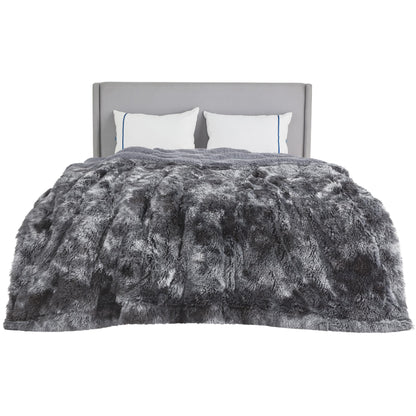 Bedsure GentleSoft Fluffy Sherpa Fleece Faux Fur Blankets Queen Size for Bed, Bedroom Decor Winter Bedding Thick Warm Full Queen Blankets, Fuzzy Plush Soft Heavy Mink Cozy Gifts, Tie Dye Grey, 90x90