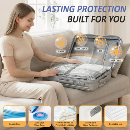 Cozy Essential Travel Vacuum Storage Bags with Rechargeable Cordless USB Pump, Space Saver Bags for Luggage, Suitcase, Carry-On, for Clothes, Blankets, Bedding & Seasonal Storage,15 Combo