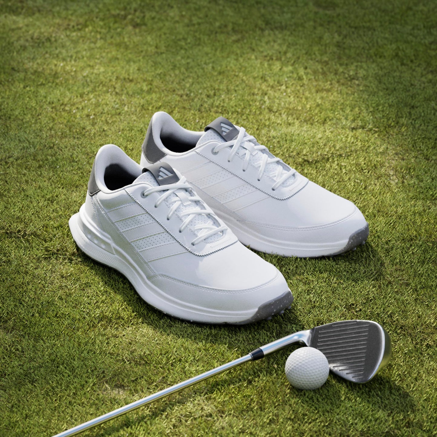 adidas Men's S2G Spikeless Leather 24 Golf Shoes, Footwear White/Charcoal, 8.5