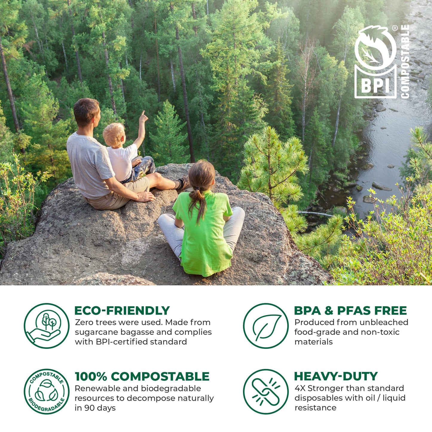 Freshware Clamshell Food Containers with Lids [9x6 50-Pack] Disposable To Go Containers, Biodegradable Sugarcane To Go Boxes - Paper Container - Microwave & Freezer Safe, Stackable