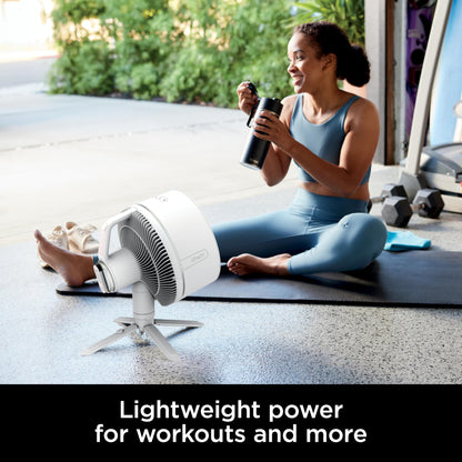 Shark FlexBreeze Pedestal & Tabletop Oscillating Fan with Remote, Indoor & Outdoor, Portable, Corded & Cordless with InstaCool Misting Attachment, White, FA222WH