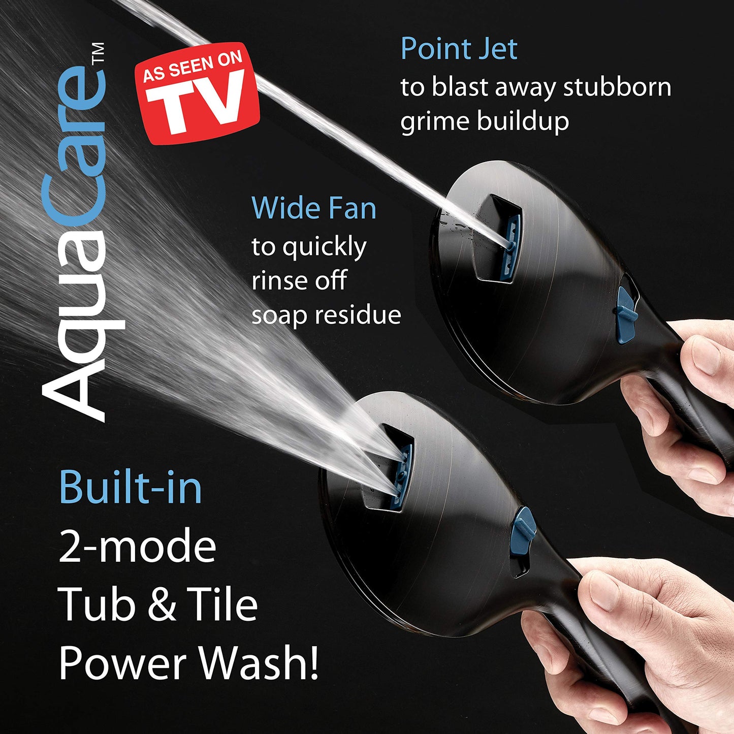 AquaCare High Pressure 8-mode Handheld Shower Head - Anti-clog Nozzles, Built-in Power Wash to Clean Tub, Tile & Pets, Extra Long 6 ft. Stainless Steel Hose, Wall & Overhead Brackets - 1.8 GPM