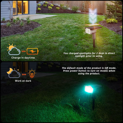 LEREKAM Solar Spotlights Outdoor,40 LEDs Color Changing RGB Landscape Path Lights,USB & Powered Multicoloured Spotlights,14 Colors Auto Cycling for Yard,Garden,2 Pack