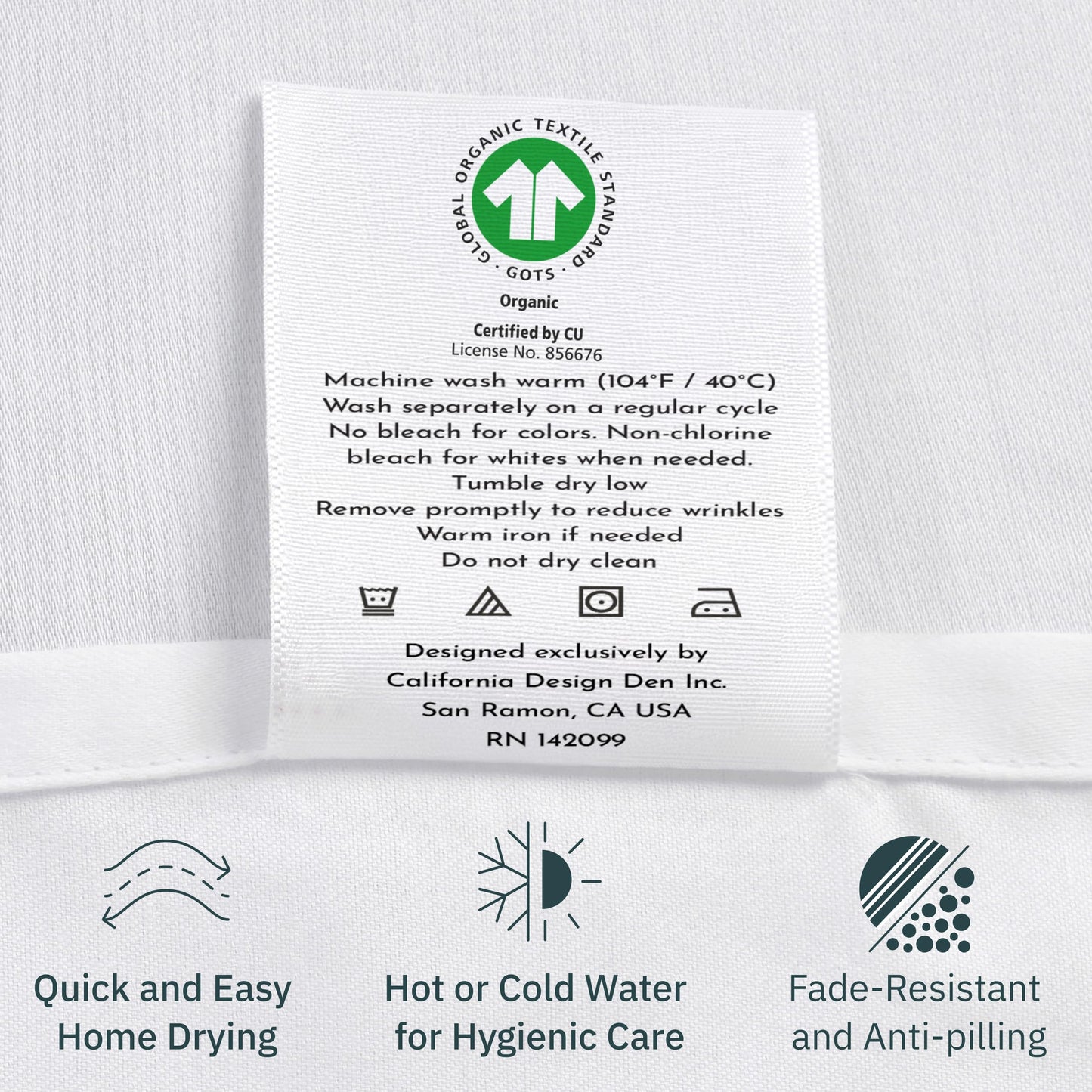 California Design Den King Size Sheets Set - Soft 100% Organic Cotton, Crisp Percale Sheets with Deep Pockets, Breathable and Durable Bedding Set - White