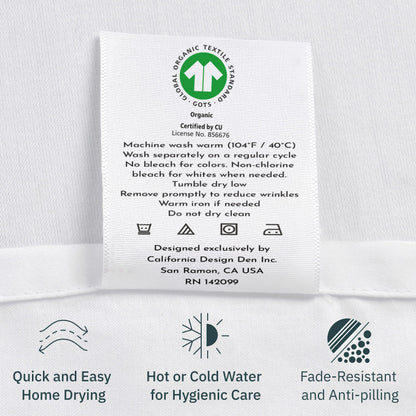 California Design Den King Size Sheets Set - Soft 100% Organic Cotton, Crisp Percale Sheets with Deep Pockets, Breathable and Durable Bedding Set - White
