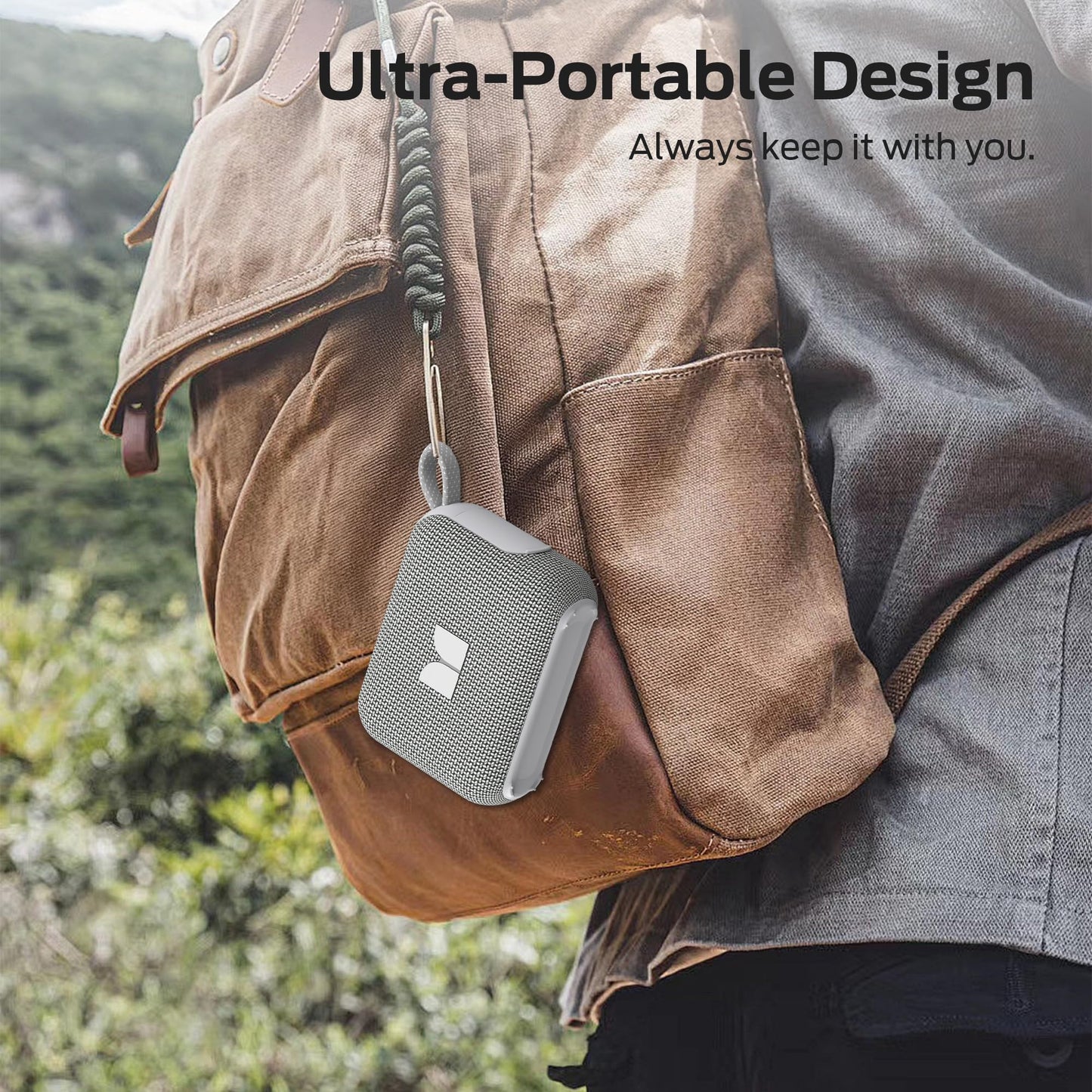 Monster Cube 1 Portable Bluetooth Speaker, IPX7 Waterproof, Bluetooth 6.0, 20H Playtime, Powerful Stereo Sound, Speaker for Home, Outdoors and Travel, Grey