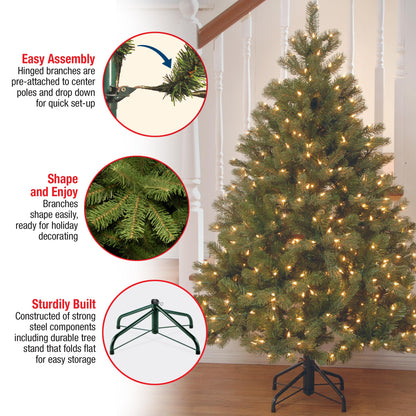 National Tree Company 4.5 ft Pre-Lit Downswept Douglas Fir Artificial Christmas Tree, 450 Clear Lights, 525 Tips, Includes Stand, Green