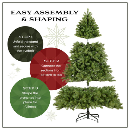 National Tree Company 7.5 ft Unlit Kingswood Fir Slim Artificial Christmas Tree, 1,075 Tips, Includes Stand, Green