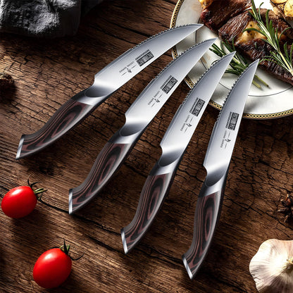 HOSHANHO Steak Knives Set of 6, Ultra Sharp 4.5 Inch Serrated Steak Knife Set, Japanese High Carbon Steel Kitchen Steak Knives with Ergonomic Handle