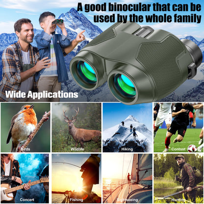 Binoculars 12x25 for Adults and Kids Night Vision Binoculars Compact Binocular Large Eyepiece Waterproof Binocular Easy Focus Wide Field of View for Bird Watching,Hiking,Hunting,Concert