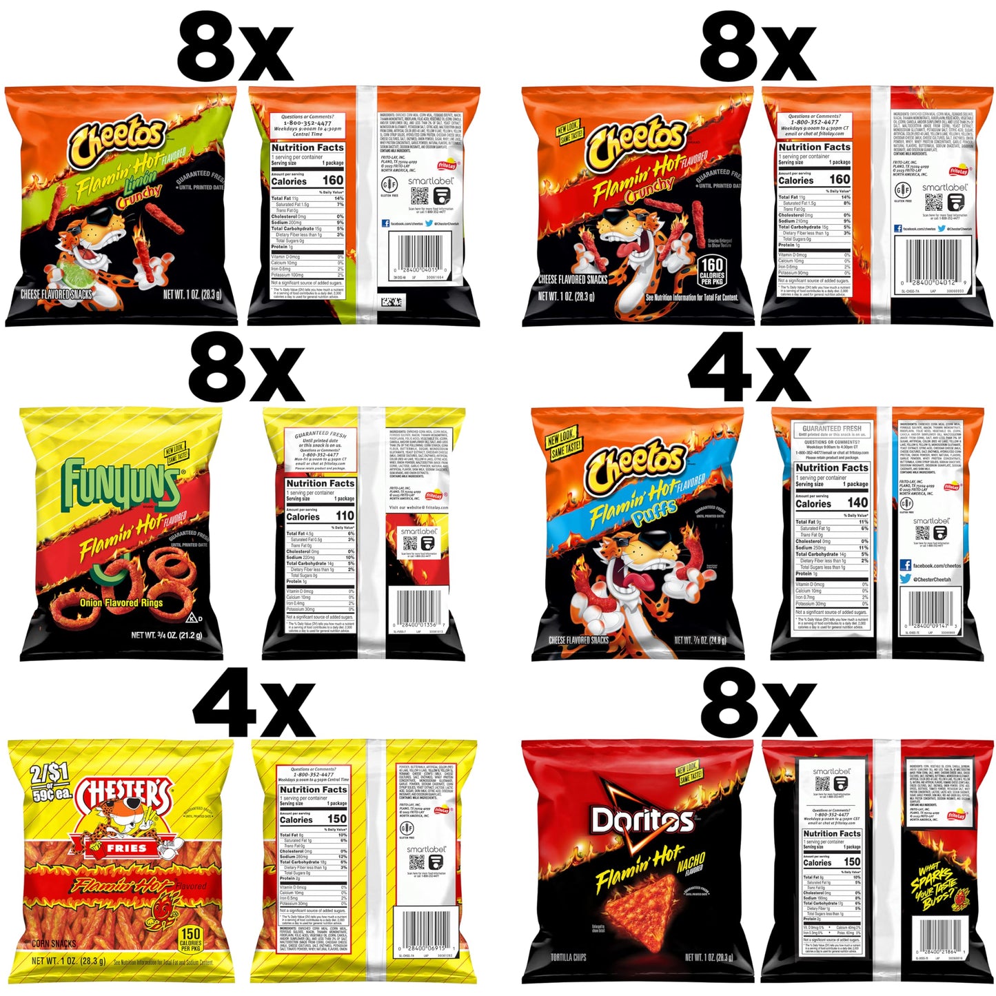 Frito Lay Flamin' Hot Mix, Variety Pack (Pack of 40), Packaging May Vary