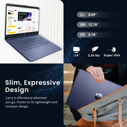 HP Flagship 14" HD Laptop with 1 Year Office 365 | 16GB RAM | 1.22TB Storage(64GB EMMC & 160GB Docking Station Set & 1TB Cloud Storage) | Intel 4-Core Processor | Webcam | Win 11s | Blue