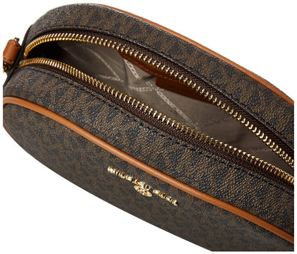 Michael Kors Jet Set Charm Small Oval Camera Crossbody Bag, Gold-Tone Hardware/Brown/Acorn