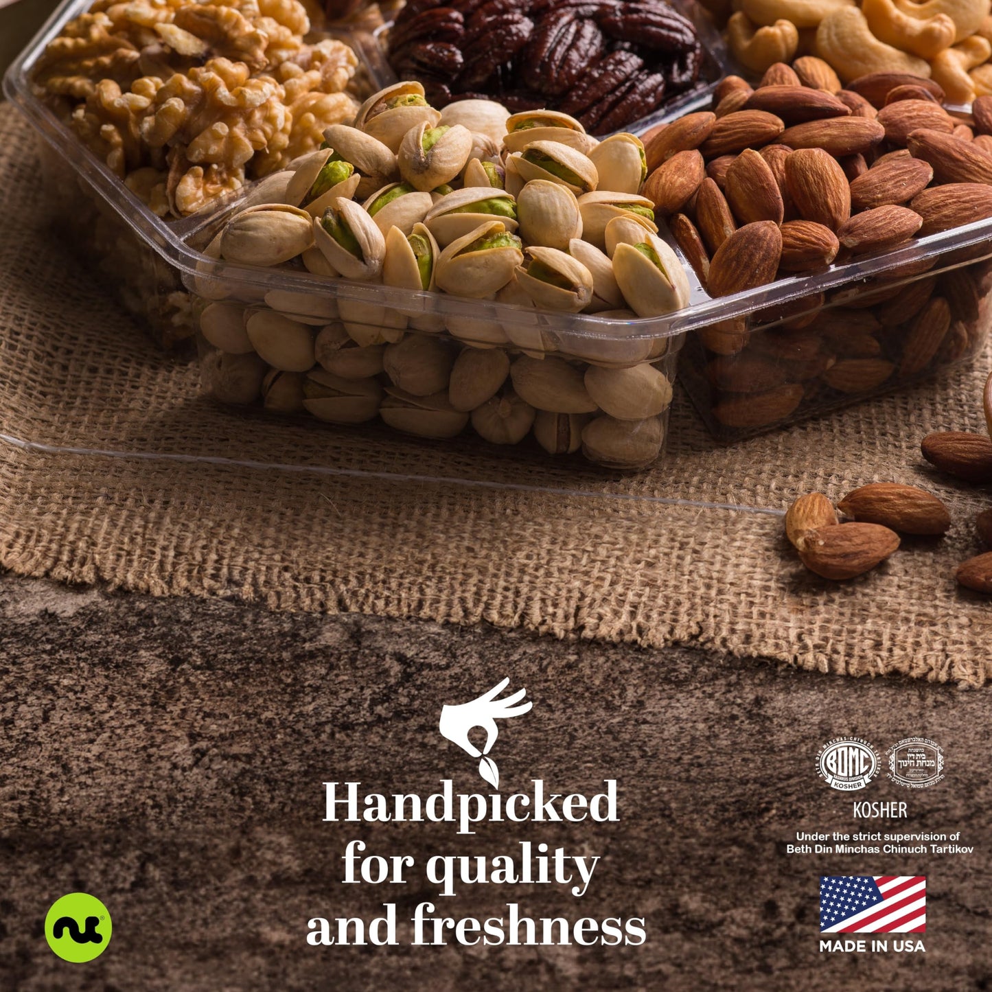 NUT CRAVINGS - Purim Mishloach Manot Mixed Nuts Gift Basket in Red Gold Box (7 Assortments, 1 LB) Ramadan Gifts Treats for Adults, Food Arrangement, Healthy Snack Care Package, Kosher