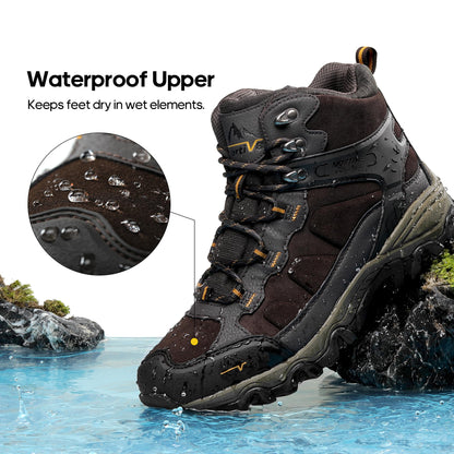 NORTIV 8 Men's Hiking Boots Waterproof Trekking Outdoor Mid Backpacking Mountaineering Shoes Size 10 M US BROWN JS19004M