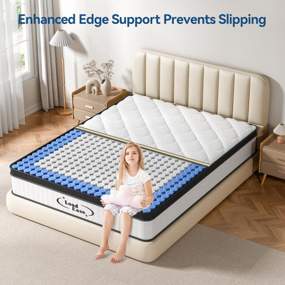 Queen Mattress, 12 Inch Mattress Queen Size in a Box, Hybrid Memory Foam Mattress with Upgrade Individually Pocket Spring to Improve Sleep and Pain Relief, Medium Firm, Motion Isolation, CertiPUR-US