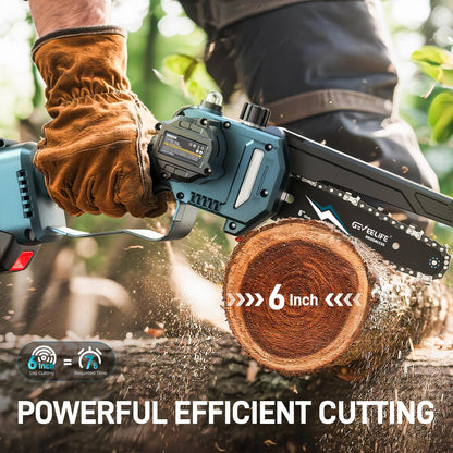 GEVEELIFE 2-in-1 Electric Pole Saw, Cordless Pole Saw & 6 Inch Brushless Mini Chainsaw with 2x 4.0Ah Battery, Pole Saws for Tree Trimming, 15-Foot Reach Extension Pole for Tree Branches Wood Cutting
