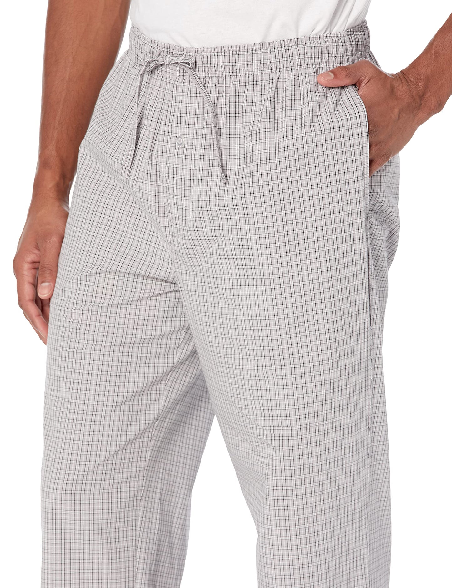 Amazon Essentials Men's Straight-Fit Woven Pajama Pant, Grey Plaid, X-Large