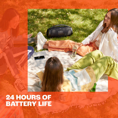 JBL Boombox 3 Black Portable Bluetooth Speaker with Massive Sound, Deepest Bass, IPX7 Waterproof, 24H Playtime, PartyBoost