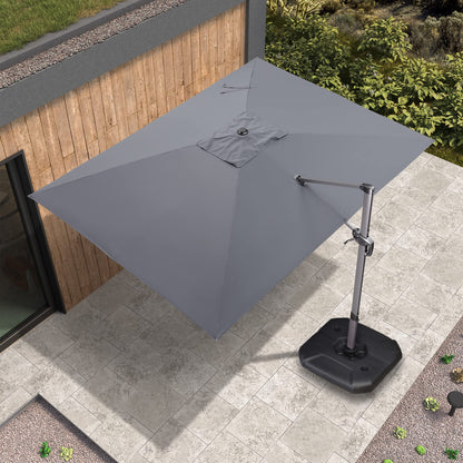 PURPLE LEAF 9' X 11.5' Patio Umbrella Outdoor Cantilever Rectangle Umbrella Aluminum Offset Umbrella with 360-degree Rotation for Garden Deck Pool Patio, Grey