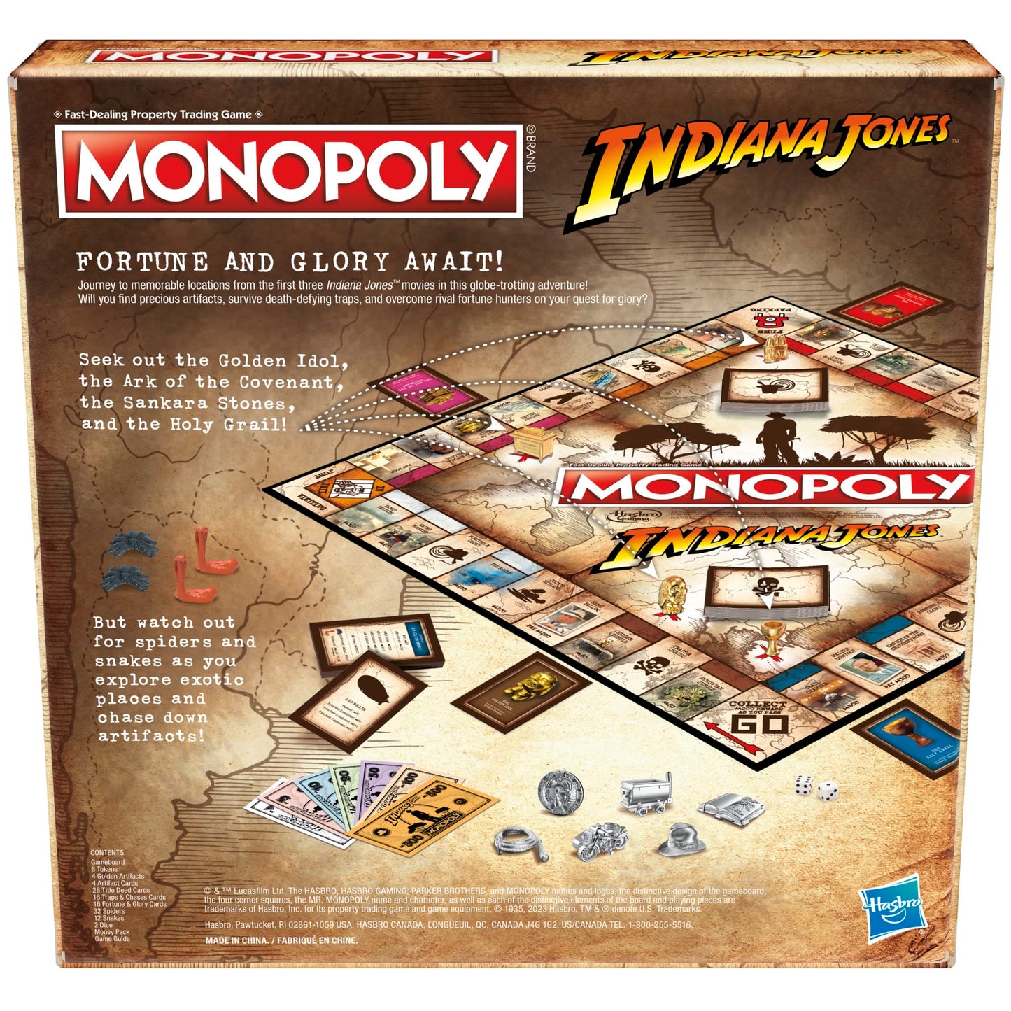 Hasbro Gaming Monopoly Indiana Jones Game,Inspired by The Indiana Jones Movies,Board Game for 2-6 Players,for Kids Ages 8 and Up