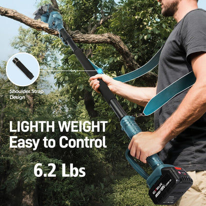 GEVEELIFE 2-in-1 Electric Pole Saw, Cordless Pole Saw & 6 Inch Brushless Mini Chainsaw with 2x 4.0Ah Battery, Pole Saws for Tree Trimming, 15-Foot Reach Extension Pole for Tree Branches Wood Cutting