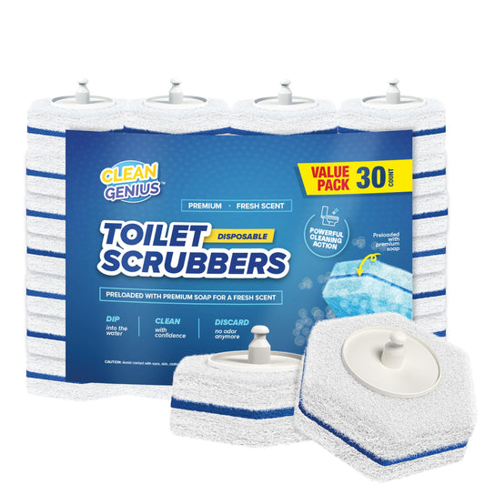 CleanGenius Disposable Prefilled Toilet Cleaning Scrubbers, 30 Count