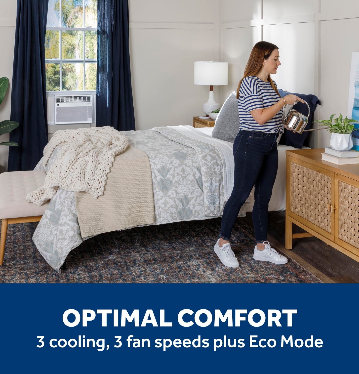 GE AWCS12WWA Window Air Conditioner, Wi-Fi Enabled, Energy-Efficient Cooling for Large Rooms up to 550 sq ft, Easy Install Kit, Control Using Remote or Smartphone App, New 12,000 BTU, White