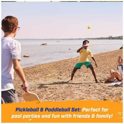 Swimways Hydro Paddle & Pickleball Set, Pickleball Paddles and Balls for Pool, Lake and Beach Games, Outdoor Toys for Kids and Adults Aged 5 & Up