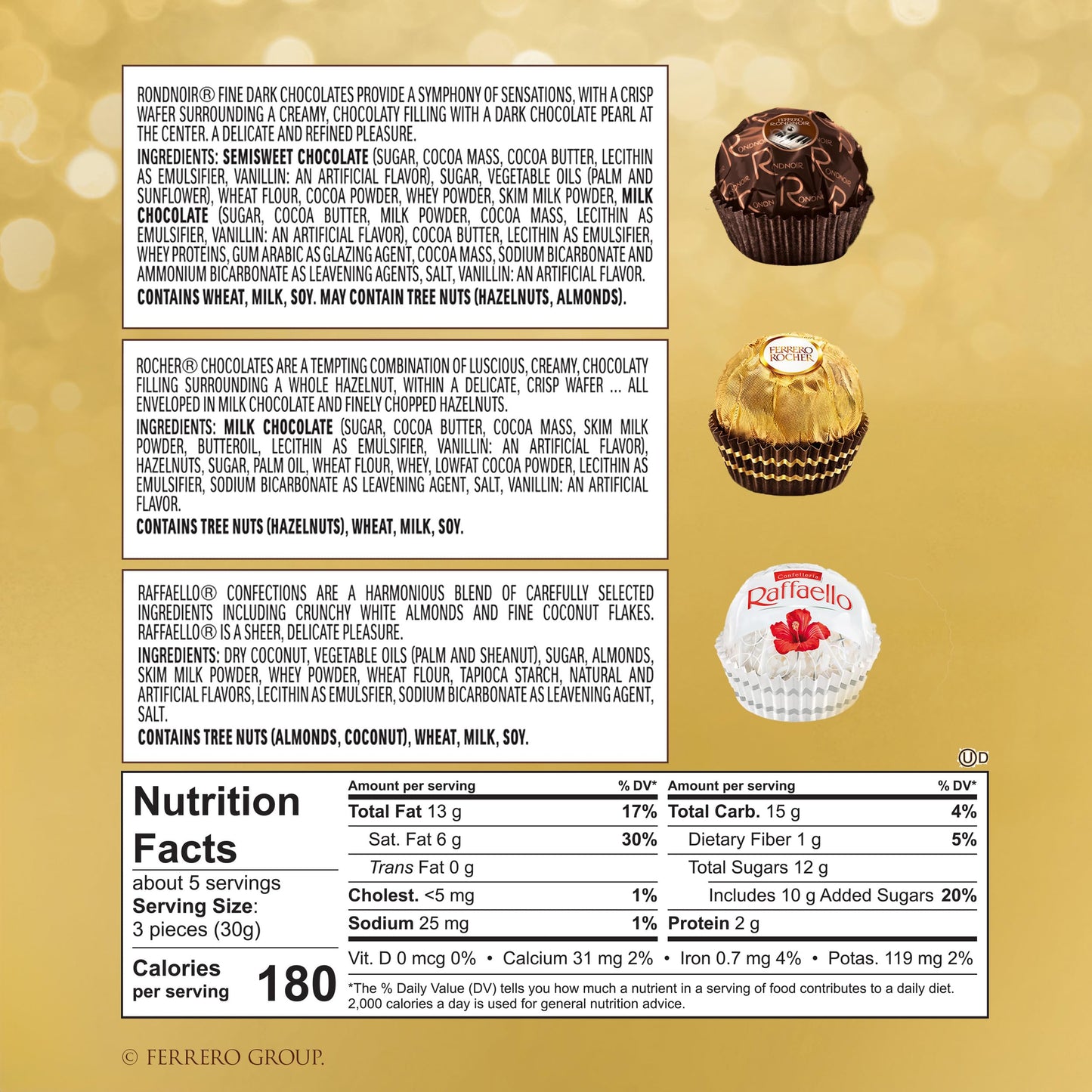 Ferrero Rocher, 16 Count, Premium Gourmet Assorted Hazelnut Milk Chocolate, Dark Chocolate and Coconut Chocolates, Chocolate Gift Box, 6.1 oz