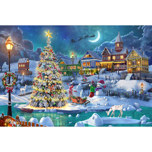 Becko US Puzzles for Adults 1000 Pieces, Wooden Jigsaw Puzzles, 1000 Piece Puzzle for Adults & Kids, Christmas and Holiday (Snow Scene)