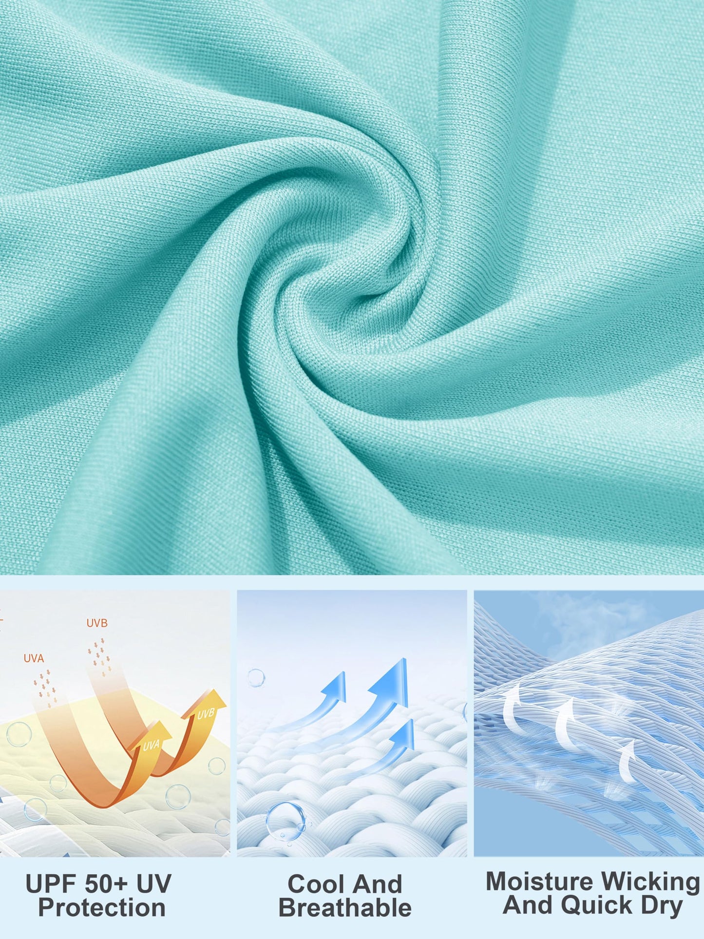 MAGCOMSEN SPF Swim Shirts for Women Long Sleeve Womens Swim Shirts UV Protection Rash Guard Shirts for Women Long Sleeve Running Shirts for Women Light Blue