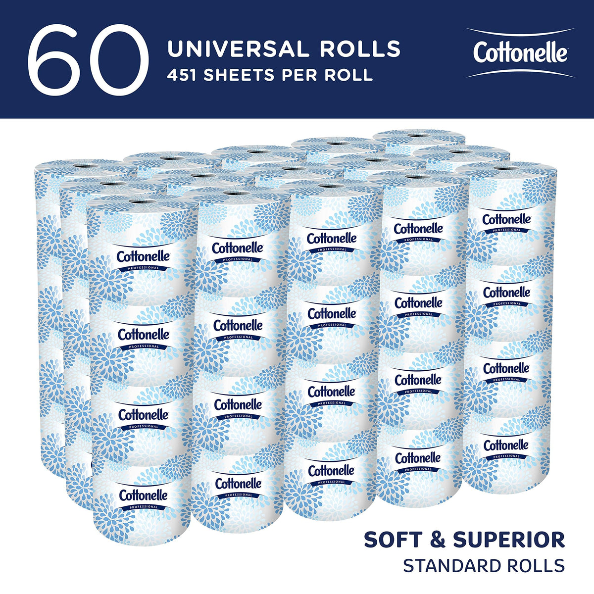 Cottonelle Professional Standard Roll Bulk Toilet Paper (17713), 2-Ply, White (60 Rolls of 451 Sheets, 27,060 Sheet Total)