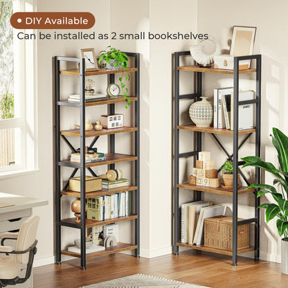 SUPERJARE Triple 4 Tier Bookshelf, Bookcase with 11 Open Display Shelves, Wide Book Shelf Book Case for Home & Office, Rustic Brown