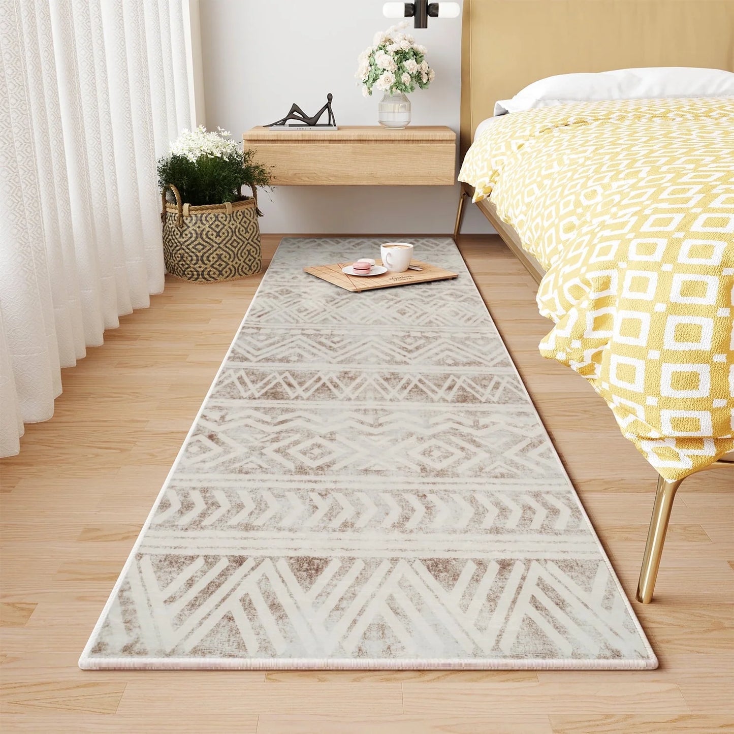 SIXHOME 5'x7' Area Rugs for Living Room Washable Rugs Boho Large Area Rug Modern Geometric Neutral Carpet and Area Rugs for Home Decor Foldable Non Slip Bedroom Rugs Gray