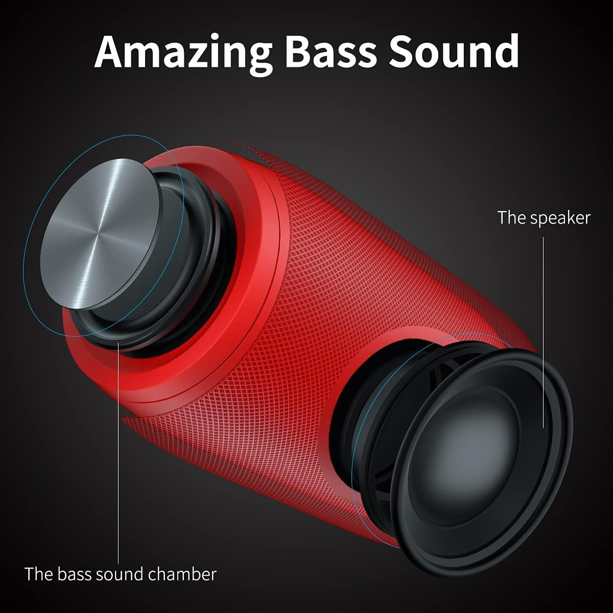 Bluetooth Speaker,MusiBaby Wireless,Outdoor, Waterproof,Portable Speaker,Dual Pairing, Bluetooth 5.0,Loud Stereo,Booming Bass,24H Playtime for Home&Party,Gifts(Pure Red)