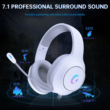 Ecomoment Gaming Headset for PC, PS5, PS4, Xbox Series X/S, Xbox One, Switch, MAC, Xbox Headset with Noise Canceling Microphone, Wired Over-Ear Gaming Headphones with LED Light&7.1 Surround Sound