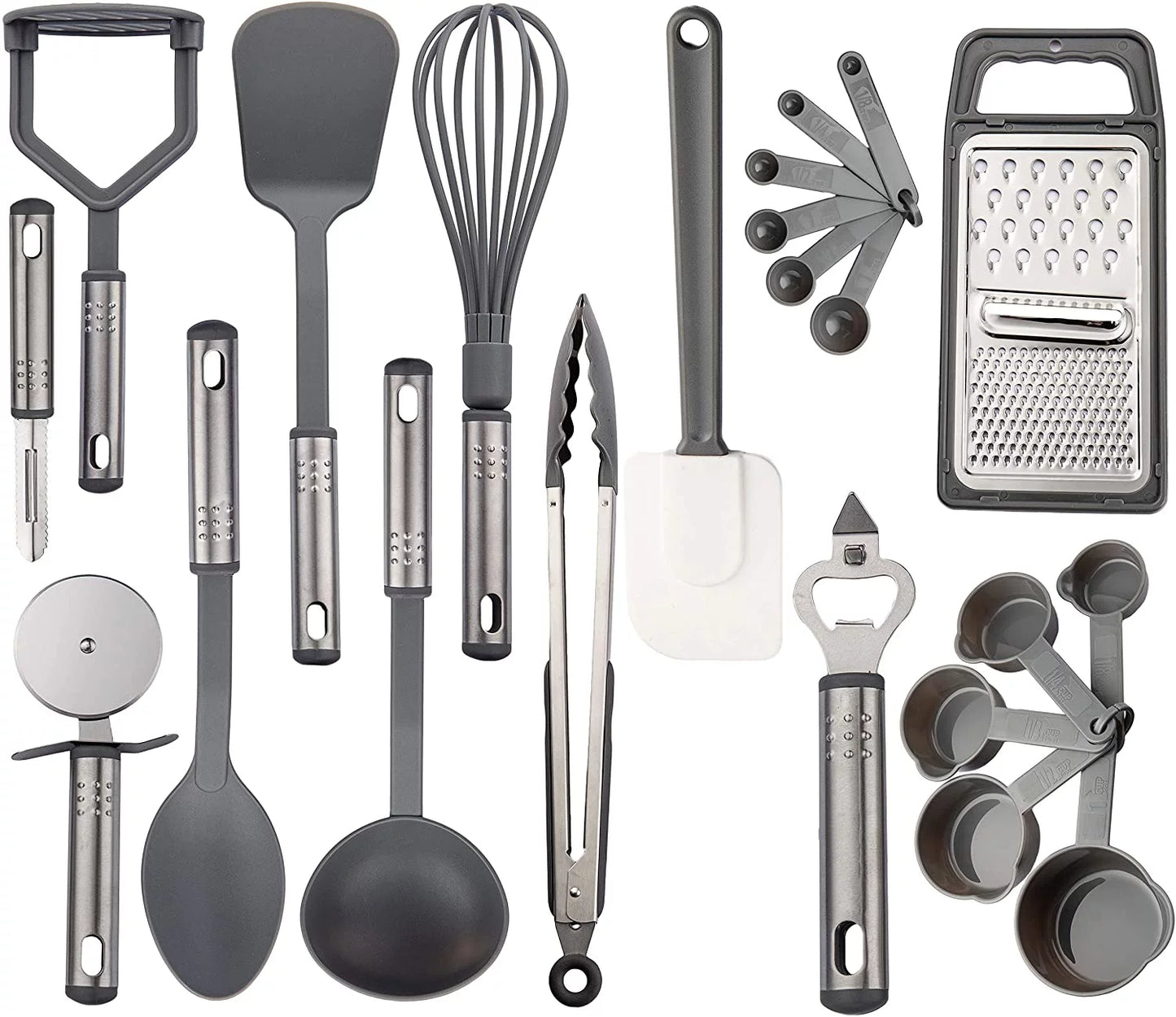 Lux Decor Collection Cooking Utensils Set-Kitchen Accessories, Nylon Cookware Set-Kitchen Gadget Tools of Black 23 Pieces